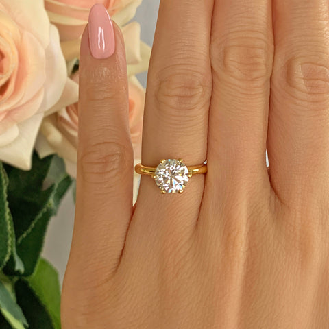 2 ct Oval V Style Classic Solitaire Ring - Yellow GP