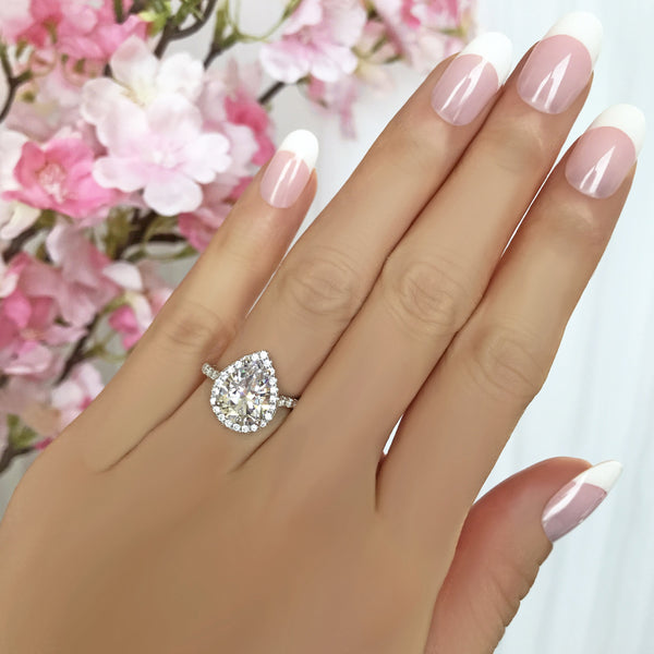 3.5 ctw Pear Halo Ring - 30% Final Sale