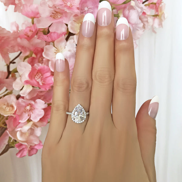 3.5 ctw Pear Halo Ring - 40% Final Sale