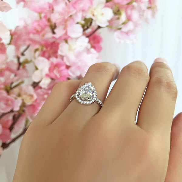 3.5 ctw Pear Halo Ring - 40% Final Sale