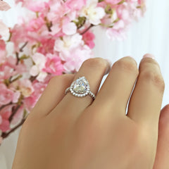 3.5 ctw Pear Halo Ring - 30% Final Sale