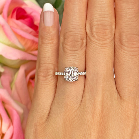 2.25 ctw 6 Prong Round Accented Solitaire Ring
