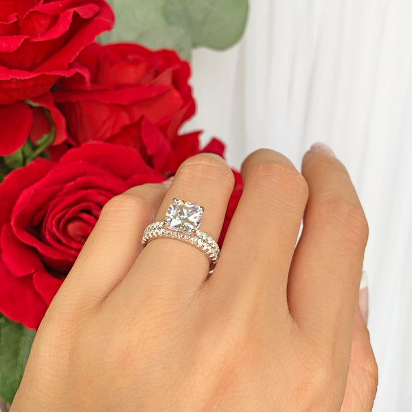 2.25 ctw Cushion Cut Accented Solitaire Set