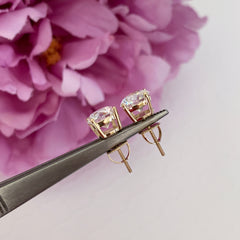 4 ctw 4 Prong Stud Earrings - 10k Solid Yellow Gold