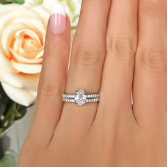 3/4 ctw Oval Accented Solitaire Set