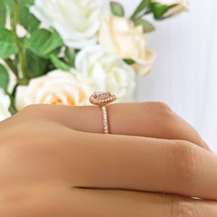 1 ctw Pear Halo Ring - Rose GP