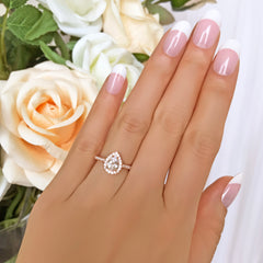 1 ctw Pear Halo Ring - Rose GP