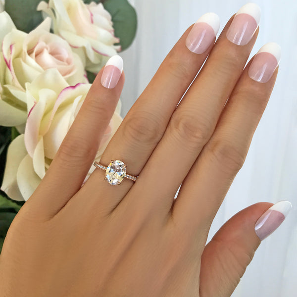 2.25 ctw Oval Accented Solitaire Ring - Rose GP