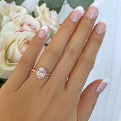 1.5 ctw Oval Halo Ring - Rose GP, 50% Final Sale