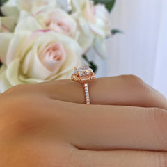 1.5 ctw Oval Halo Ring - Rose GP, 50% Final Sale