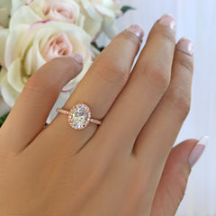 1.5 ctw Oval Halo Ring - Rose GP, 50% Final Sale