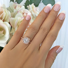 2.25 ctw Square Halo Ring - Rose GP