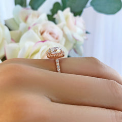 2.25 ctw Square Halo Ring - Rose GP