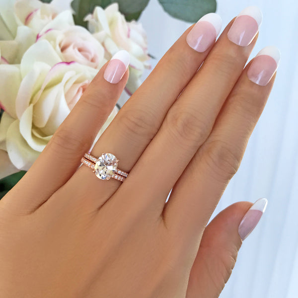 2.25 ctw Oval Accented Solitaire Set- Rose GP