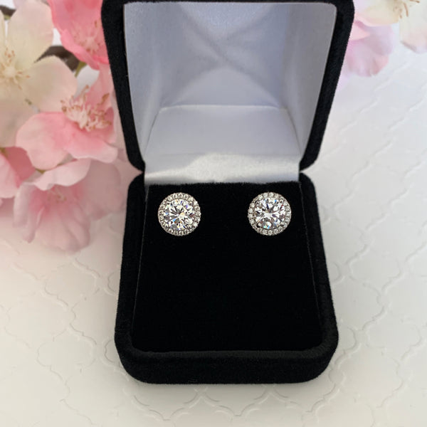 2 ctw Round Halo Stud Earrings