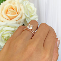 2.25 ctw Cushion Cut Accented Solitaire Set - Rose GP