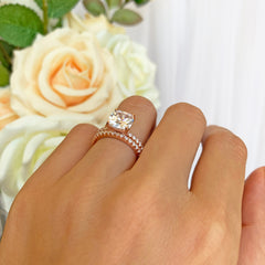 2.25 ctw Cushion Cut Accented Solitaire Set - Rose GP