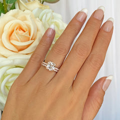 2.25 ctw Cushion Cut Accented Solitaire Set - Rose GP