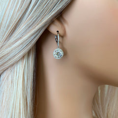 4 ctw Round Dangle Halo Earrings - 50% Final Sale