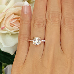 2.25 ctw Cushion Cut Accented Solitaire Ring - Rose GP, 30% Final Sale