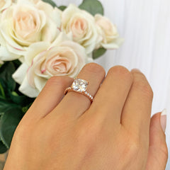 2.25 ctw Cushion Cut Accented Solitaire Ring - Rose GP, 30% Final Sale