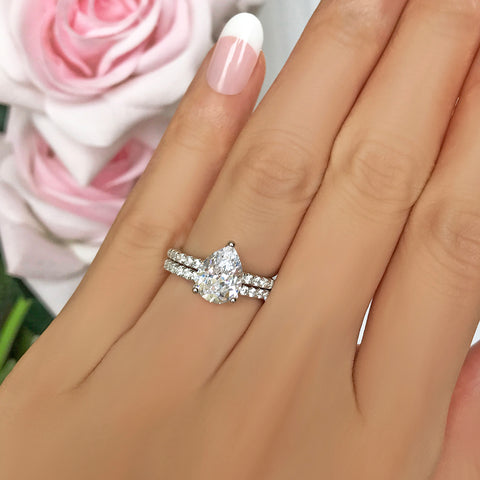 1.2 ct Pear Solitaire Bridal Set - Rose GP