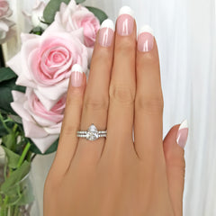 2 ctw Pear Accented Solitaire Set