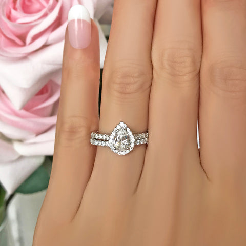 1.5 ctw Oval Half Eternity Halo Set- Rose GP