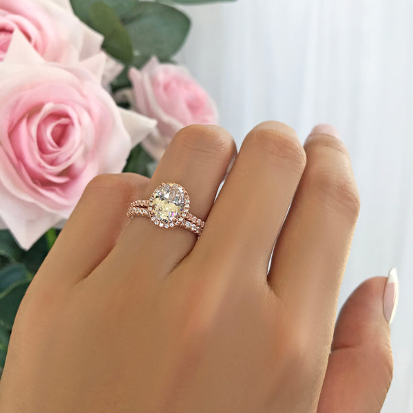 2.25 ctw Oval Half Eternity Halo Set - Rose GP