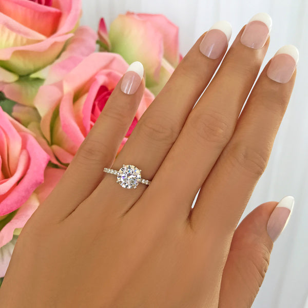 2.25 ctw 4 Prong Round Accented Solitaire Ring