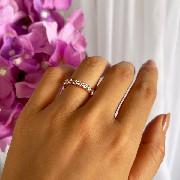 1 ctw Half Eternity Band - 10k Solid Rose Gold