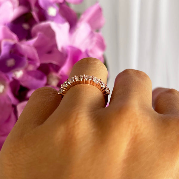 1 ctw Half Eternity Band - 10k Solid Rose Gold