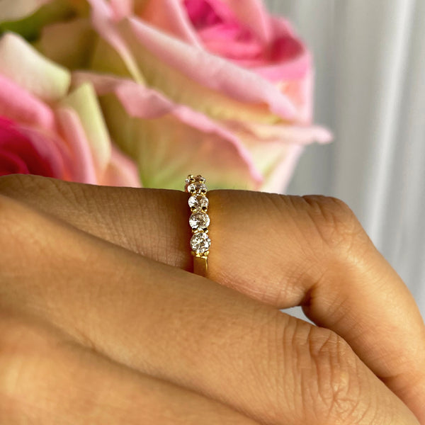 1 ctw Half Eternity Band - 10k Solid Yellow Gold