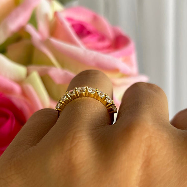 1 ctw Half Eternity Band - 10k Solid Yellow Gold