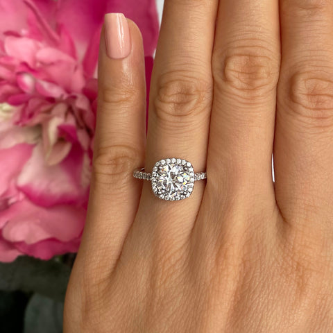 1 ctw Pear Halo Ring - Rose GP