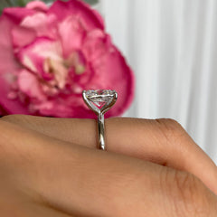 3.5 ct Radiant V Style Classic Solitaire Ring - 10k Solid White Gold