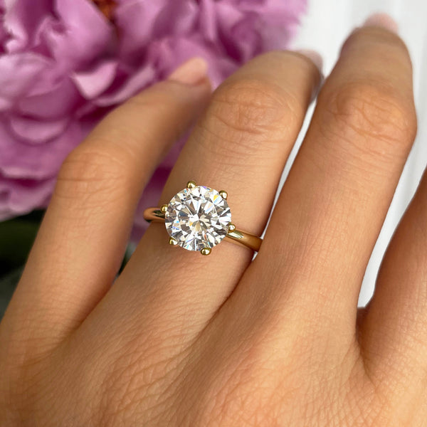 2.25 Ctw 2 Ct 6 Prong Round Accented Solitaire Engagement Ring, Half  Eternity Band, Bridal Ring, Man Made Diamond Simulants, Sterling Silver -  Etsy