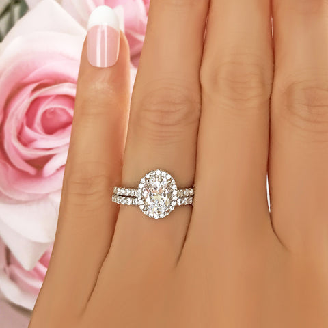 2.25 ctw Oval Accented Art Deco Solitaire Set- Rose GP