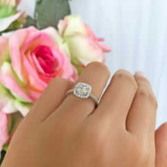 1.25 ctw Square Halo Ring