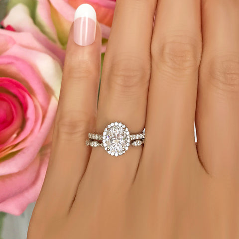 2.25 ctw Oval Half Eternity Halo Set - Rose GP