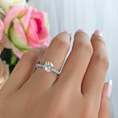 1.25 ctw Round Accented Ring - 10k Solid White Gold