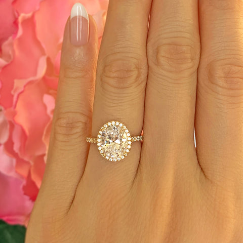 2.25 ctw Oval Halo Ring - 10k Solid Rose Gold, Sz 4