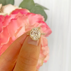 3.25 ctw Oval Halo Ring - 10k Solid Yellow Gold, Sz 4