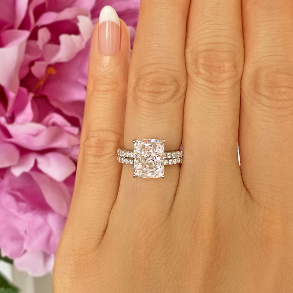 3.75 ctw Radiant Accented Solitaire Set