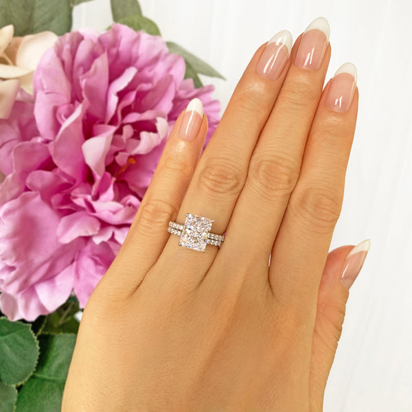 3.75 ctw Radiant Accented Solitaire Set