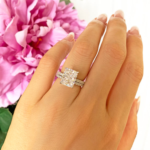 3.75 ctw Radiant Accented Solitaire Set