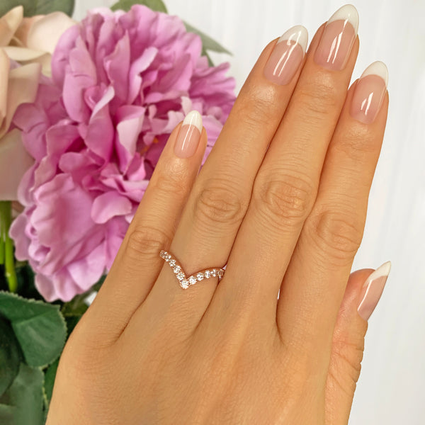 1/2 ctw V Style Chevron Band - Rose GP