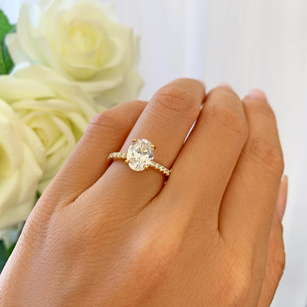 2.25 ctw Oval Accented Solitaire Ring - Yellow GP