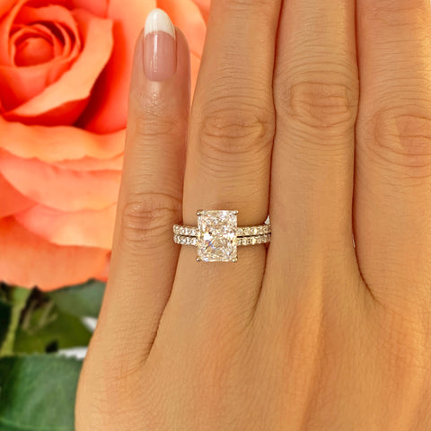 3.75 ctw Radiant Accented Solitaire Set