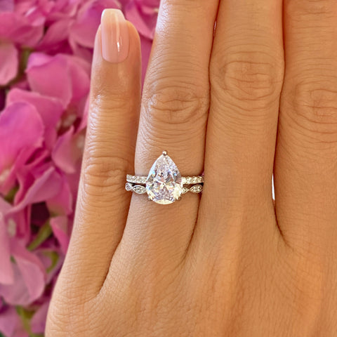 3 ct Pear Solitaire Ring - 50% Final Sale, Sz 4, 4.5, 10